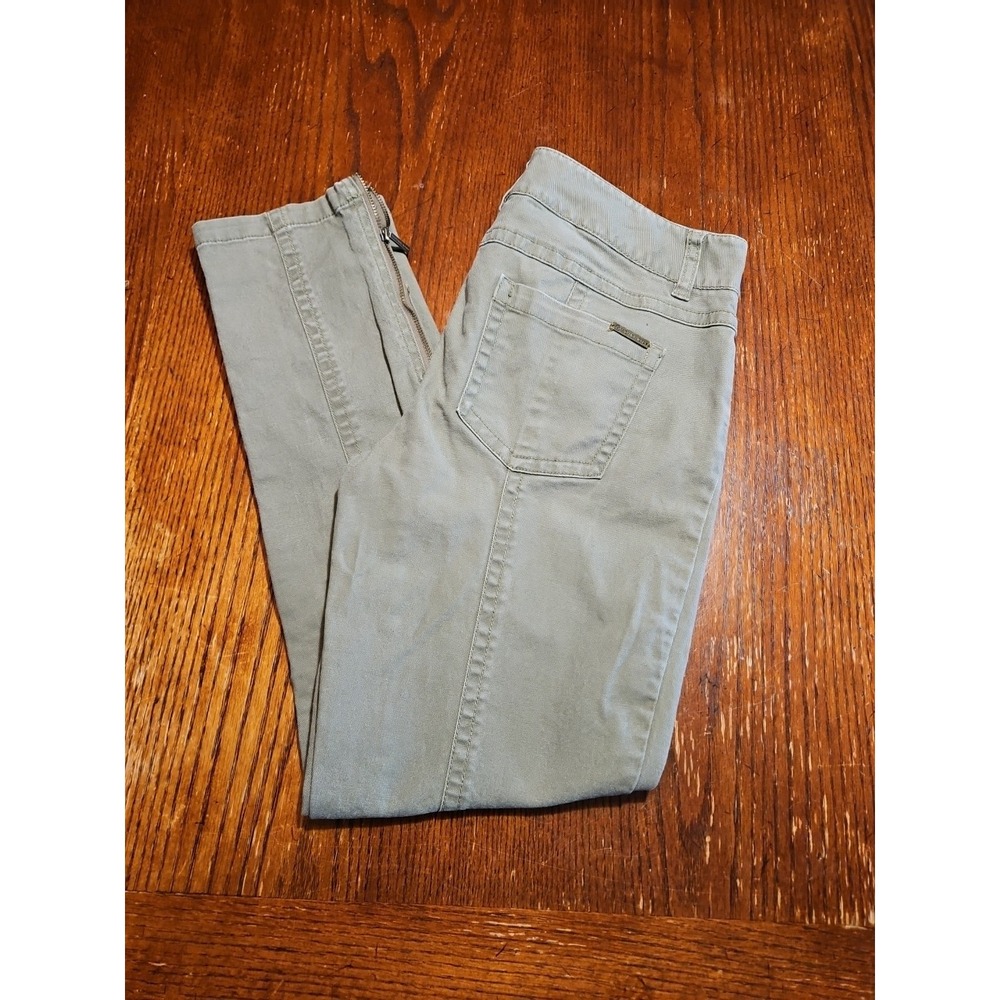 Michael Kors Women Pants 8 Green Mid Rise Zipper Ankles Stretch (A842)